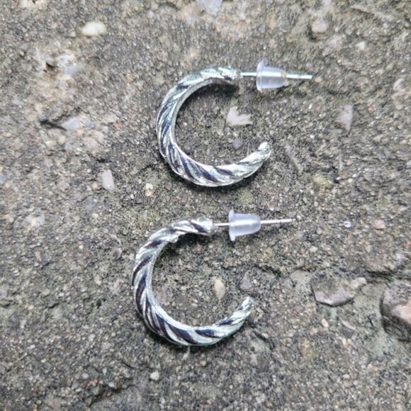 2 for $14! Silver Hoop Earrings NWOT - Picture 3 of 3
